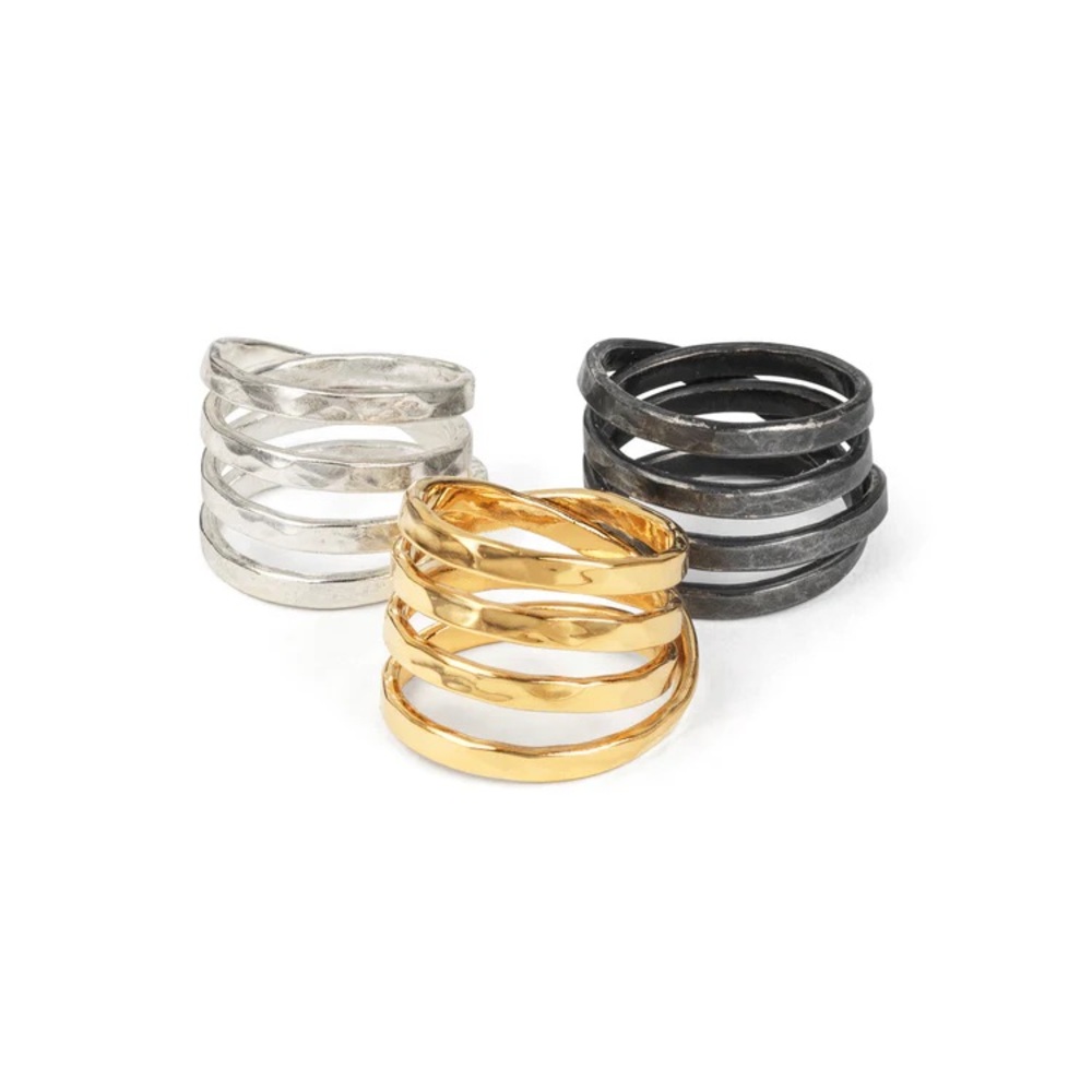 Cynthia Jones Gold Saturn Wrap Hammered Metal Ring